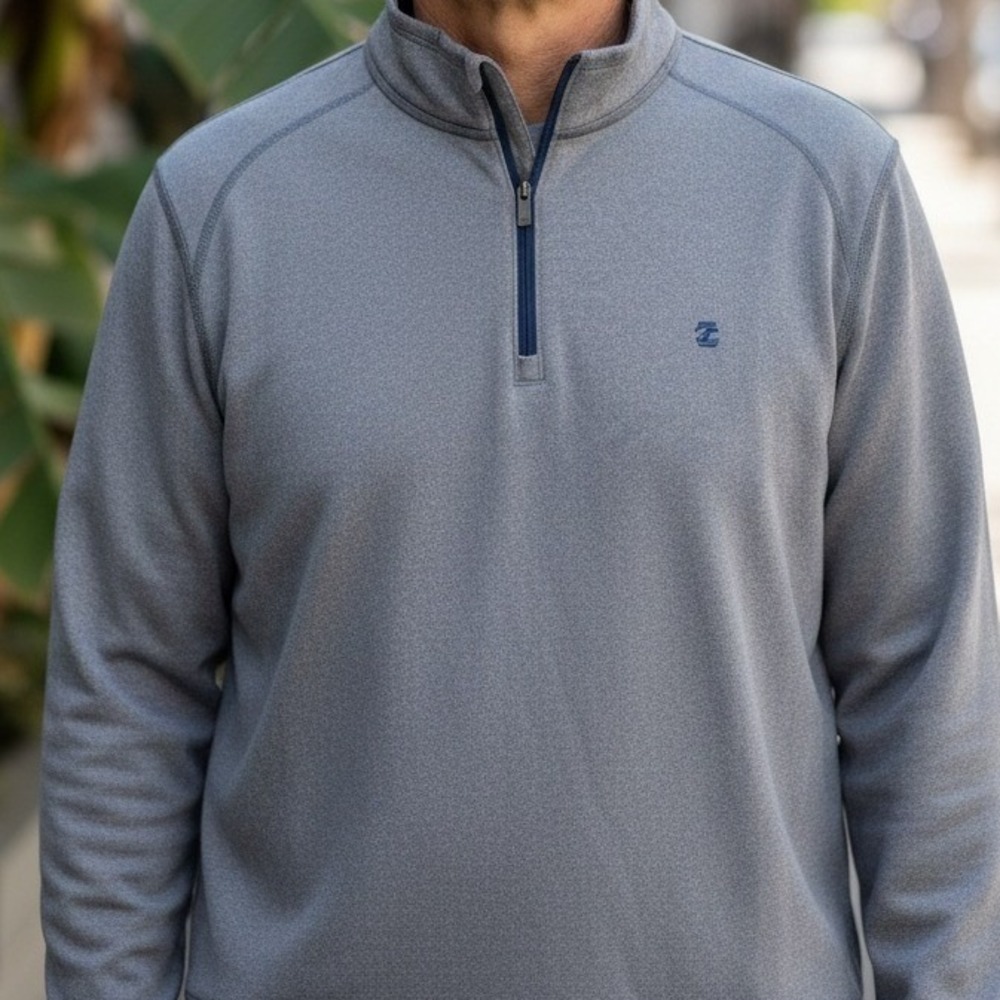 IZOD Saltwater Relaxed Classics Mens XXL Heather Gray 1/4 Zip Pullover Sweater